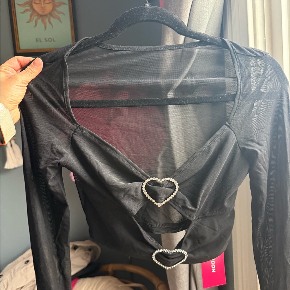 SHEIN Black Mesh Blouse